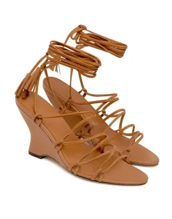 Cynthia Rowley All Tied Up Wedges CAMEL Sale