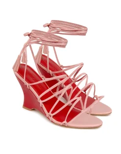 Cynthia Rowley All Tied Up Wedges Red Discount