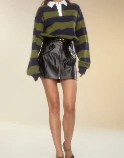Cynthia Rowley Ardie Striped Rugby Shirt GRNVY Online