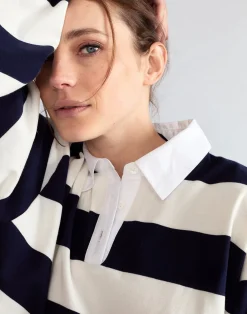 Cynthia Rowley Ardie Striped Rugby Shirt NVYWHT Discount