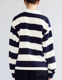 Cynthia Rowley Ardie Striped Rugby Shirt NVYWHT Discount