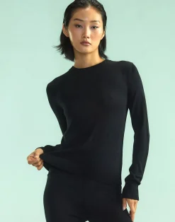 Cynthia Rowley Aspen Crewneck Knit Top BLACK Best
