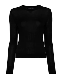 Cynthia Rowley Aspen Crewneck Knit Top BLACK Best