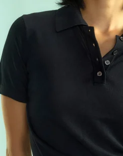 Cynthia Rowley Aspen Knit Polo BLACK Sale