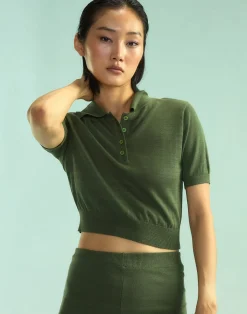 Cynthia Rowley Aspen Knit Polo DRKGR Best