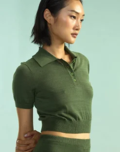 Cynthia Rowley Aspen Knit Polo DRKGR Best