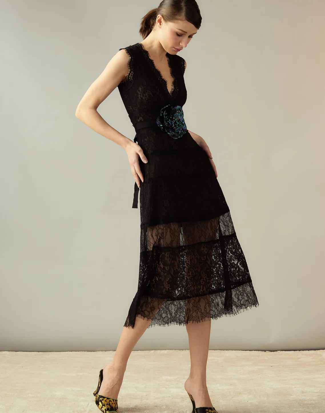 Cynthia Rowley Audrey Lace Dress BLACK Clearance