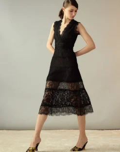 Cynthia Rowley Audrey Lace Dress BLACK Clearance