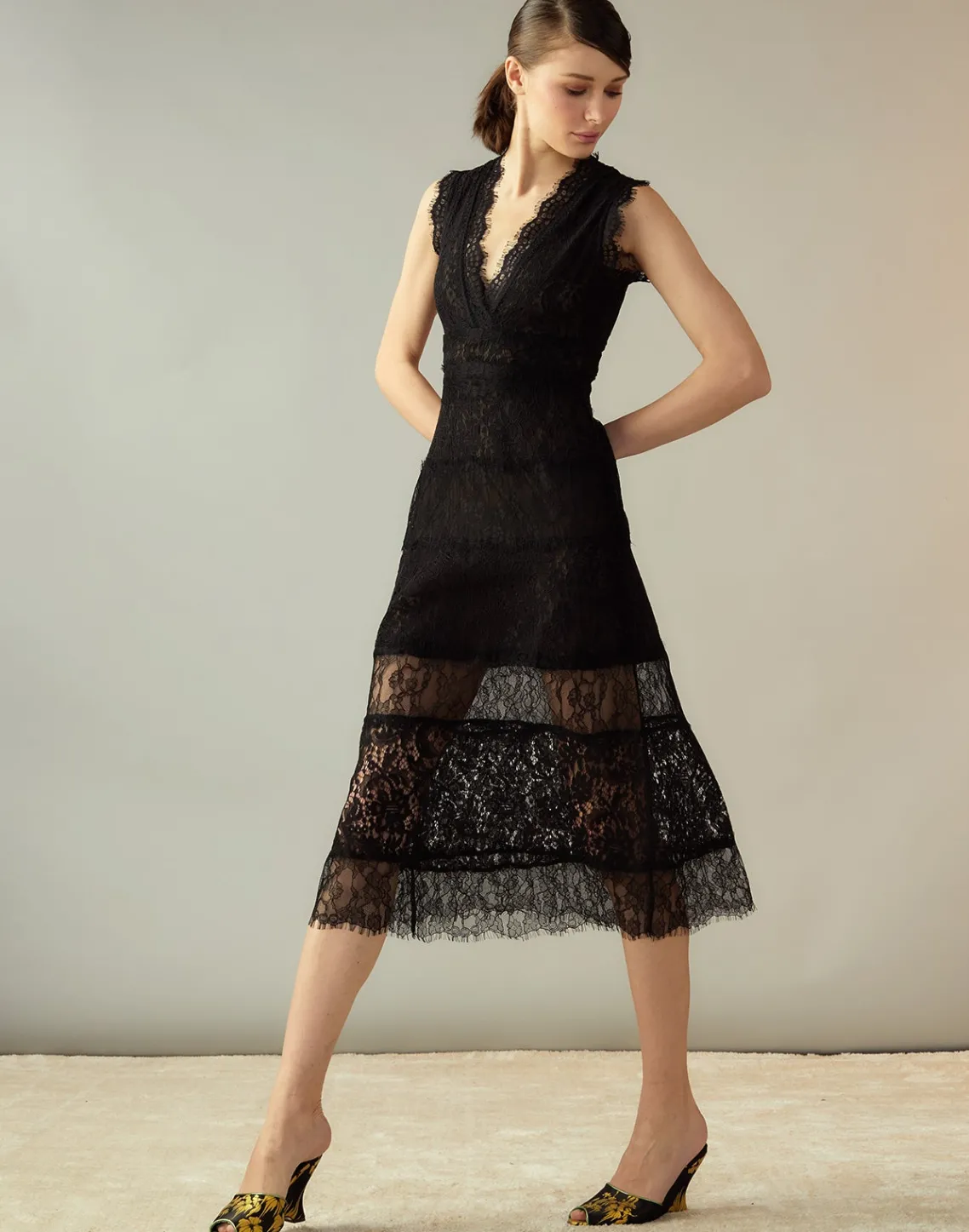 Cynthia Rowley Audrey Lace Dress BLACK Clearance