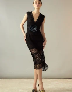 Cynthia Rowley Audrey Lace Dress BLACK Clearance