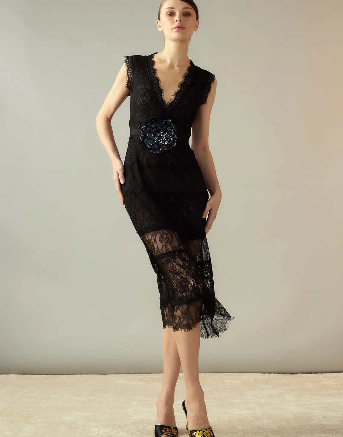 Cynthia Rowley Audrey Lace Dress BLACK Clearance