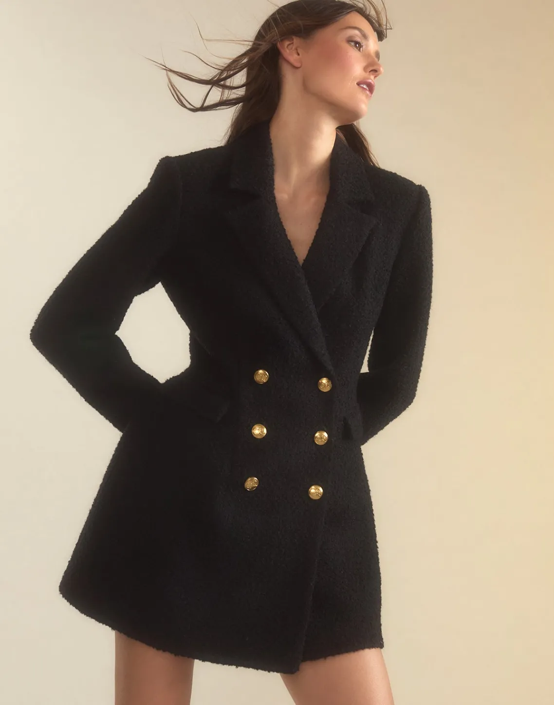 Cynthia Rowley Bardot Bouclé Blazer Dress BLACK Best