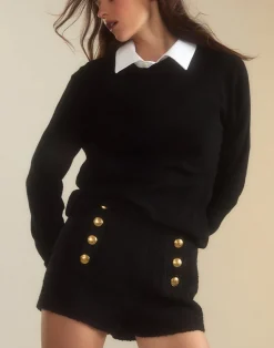 Cynthia Rowley Bardot Bouclé Shorts BLACK New