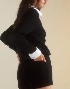 Cynthia Rowley Bardot Bouclé Shorts BLACK New