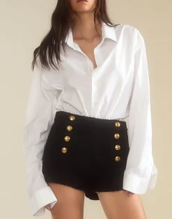 Cynthia Rowley Bardot Bouclé Shorts BLACK New