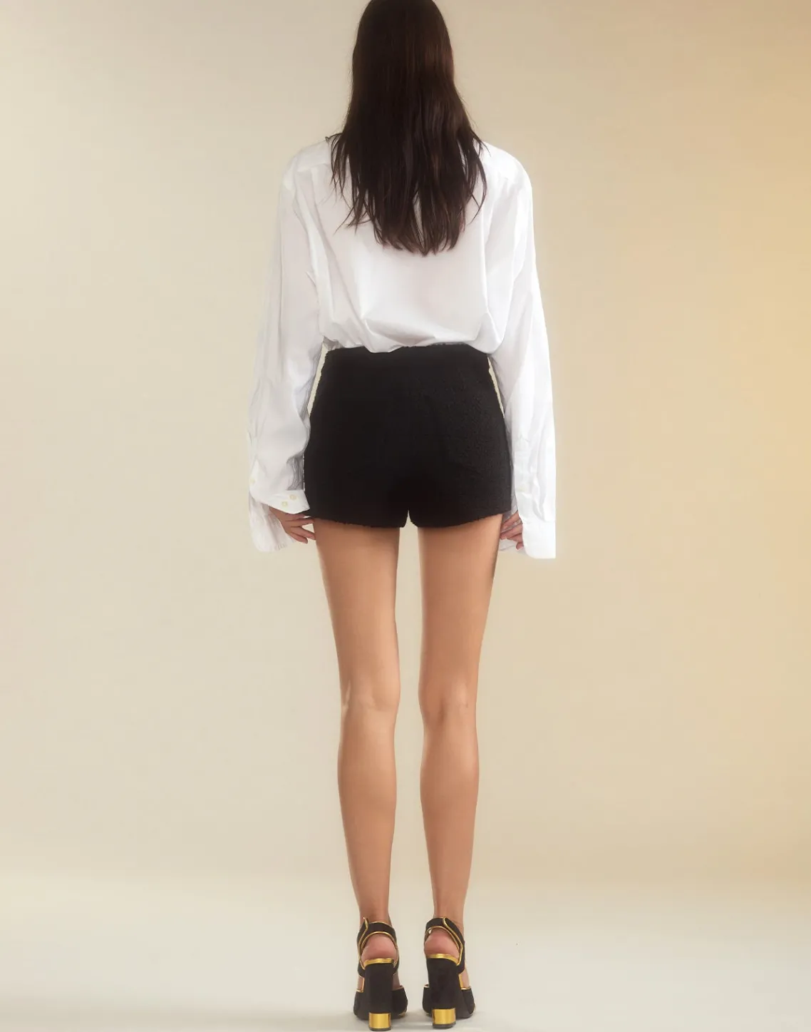 Cynthia Rowley Bardot Bouclé Shorts BLACK New