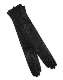 Cynthia Rowley Bea Long Leather Gloves BLACK Best