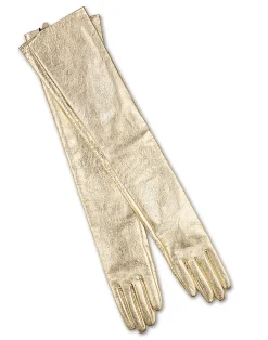 Cynthia Rowley Bea Long Metallic Leather Gloves Sale