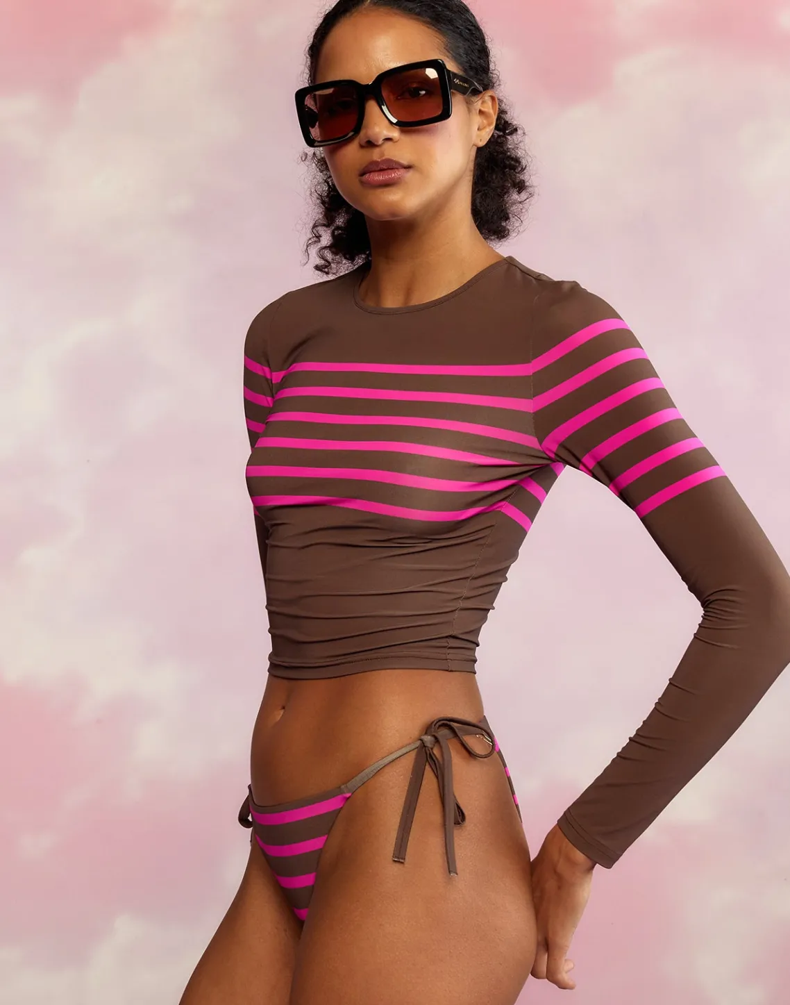 Cynthia Rowley Becca String Bikini Bottom BRWPNK Discount