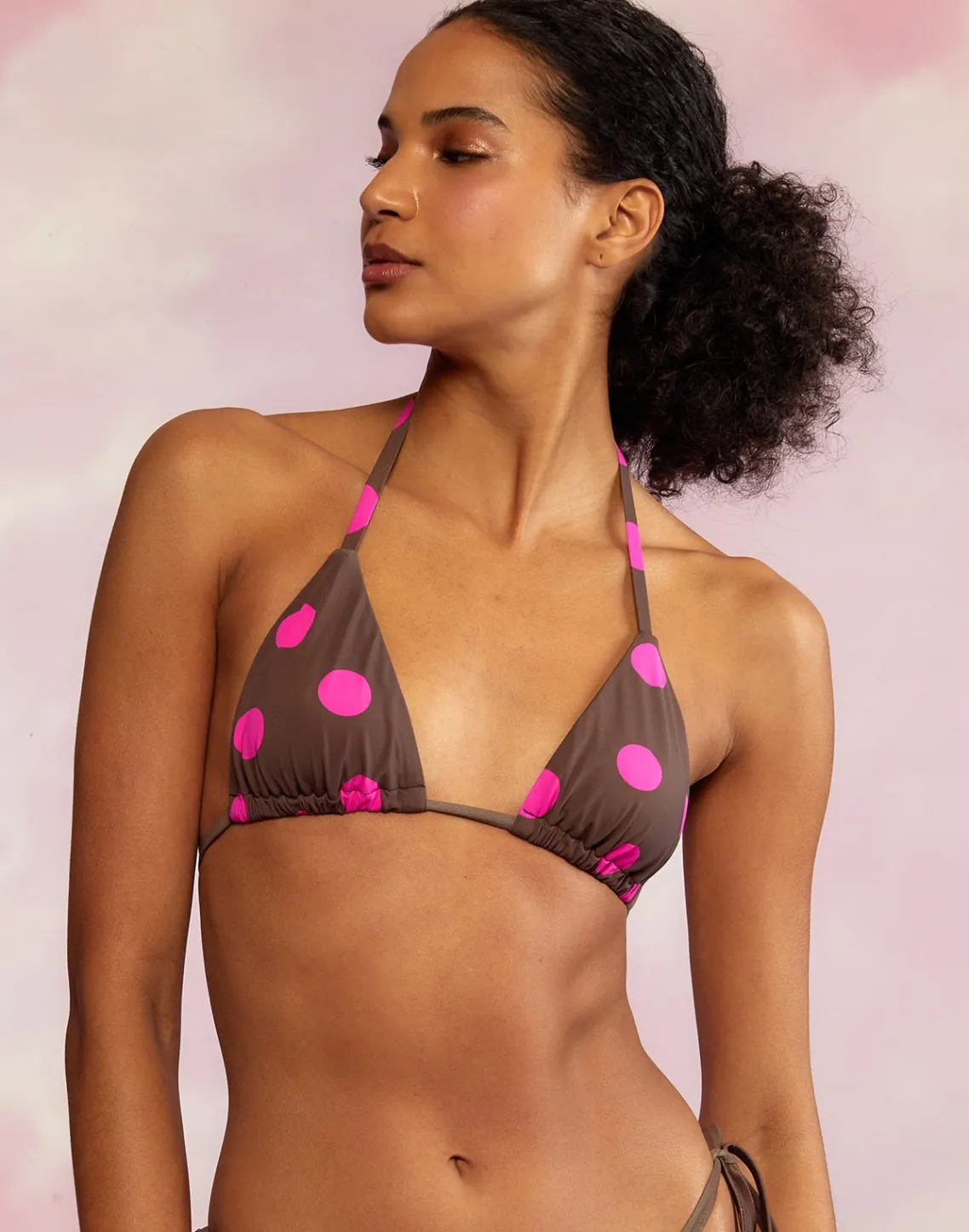 Cynthia Rowley Becca String Bikini Top BRWPNK Hot