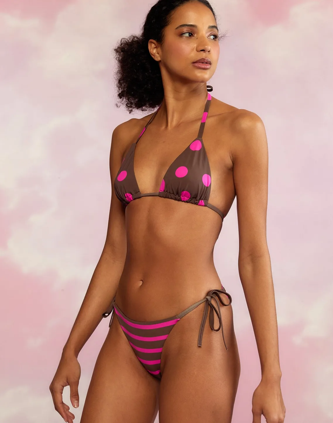 Cynthia Rowley Becca String Bikini Top BRWPNK Hot