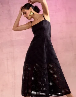 Cynthia Rowley Birdcage Midi Dress BLACK Online