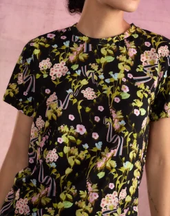 Cynthia Rowley Bloom Tee BLKFL Outlet