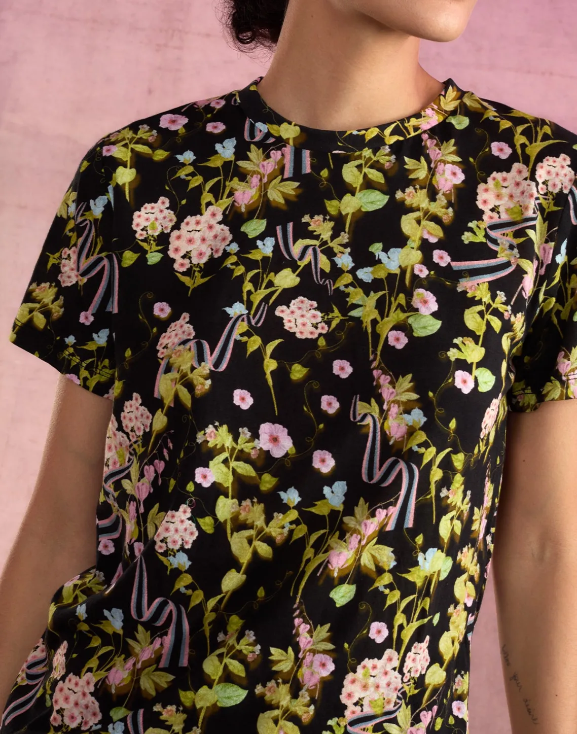 Cynthia Rowley Bloom Tee BLKFL Outlet