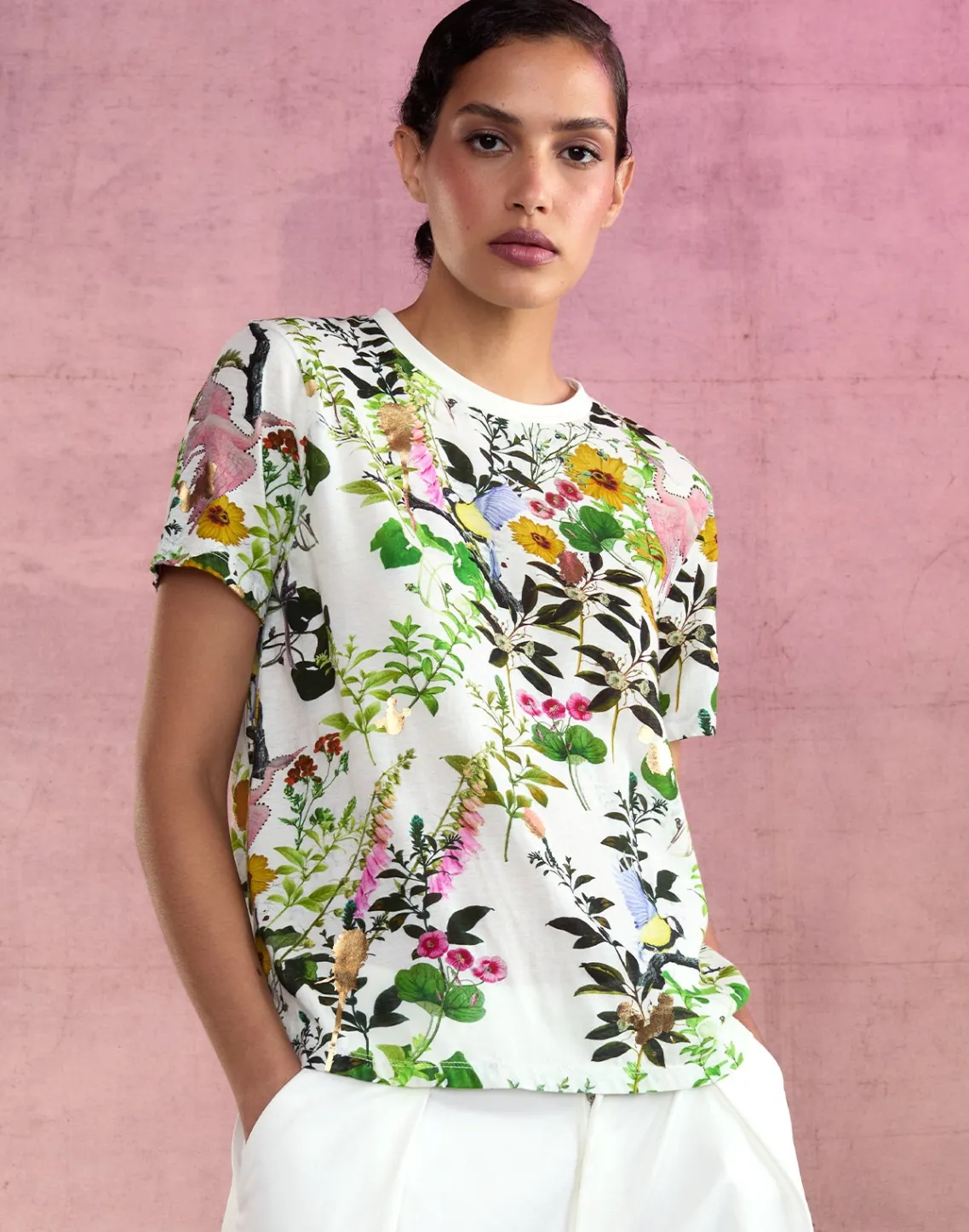 Cynthia Rowley Bloom Tee WHTFL Fashion