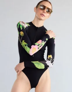 Cynthia Rowley Bloomed Surfsuit BLKFL Clearance