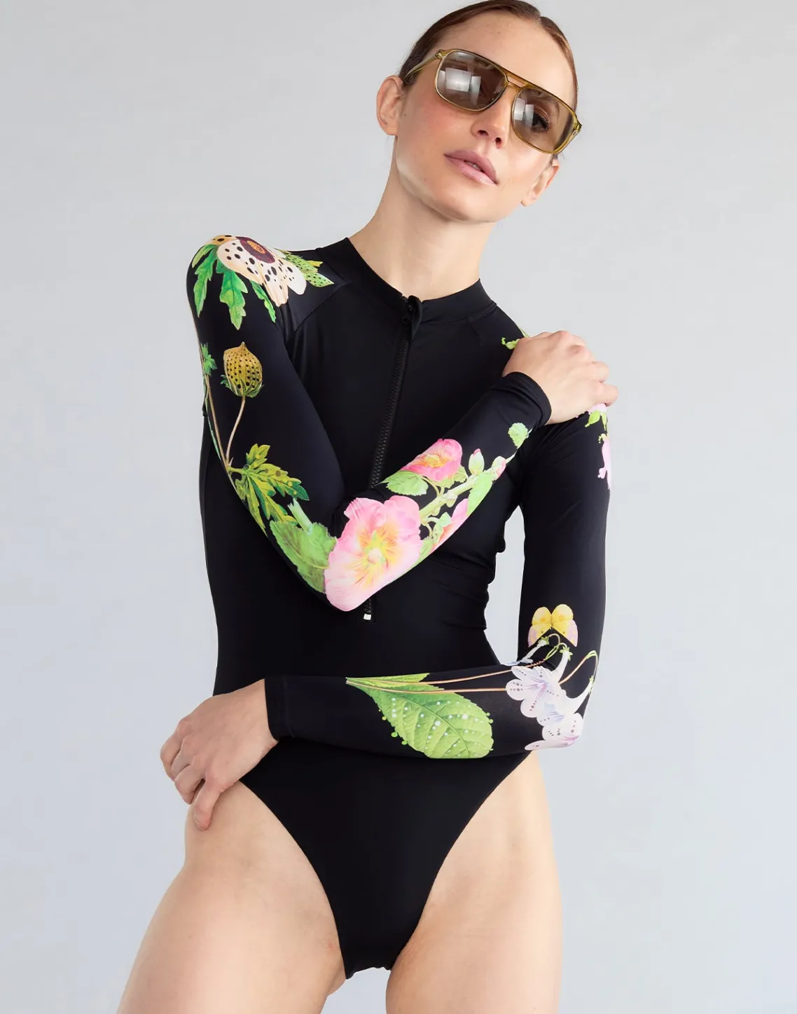 Cynthia Rowley Bloomed Surfsuit BLKFL Clearance