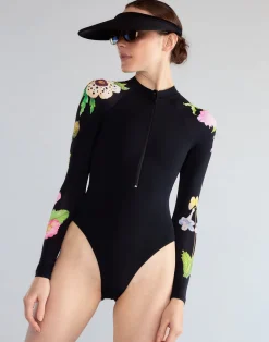 Cynthia Rowley Bloomed Surfsuit BLKFL Clearance