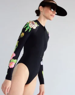 Cynthia Rowley Bloomed Surfsuit BLKFL Clearance
