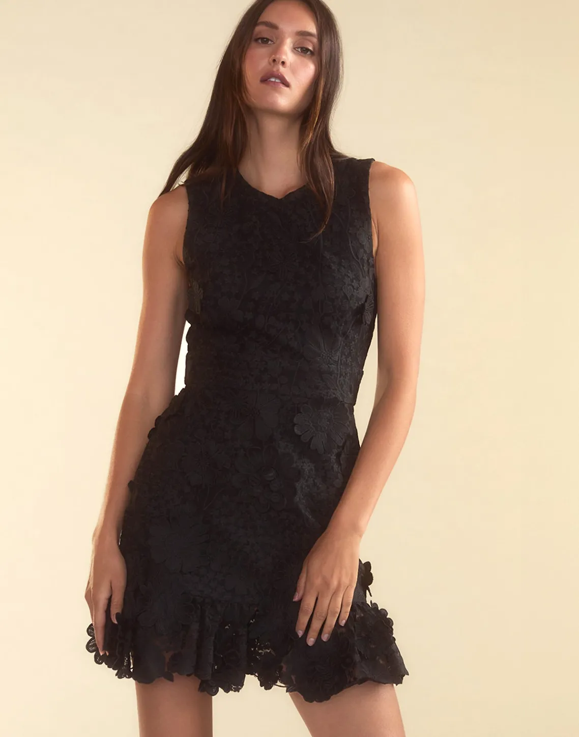 Cynthia Rowley Blooming Lace Cocktail Dress BLACK New