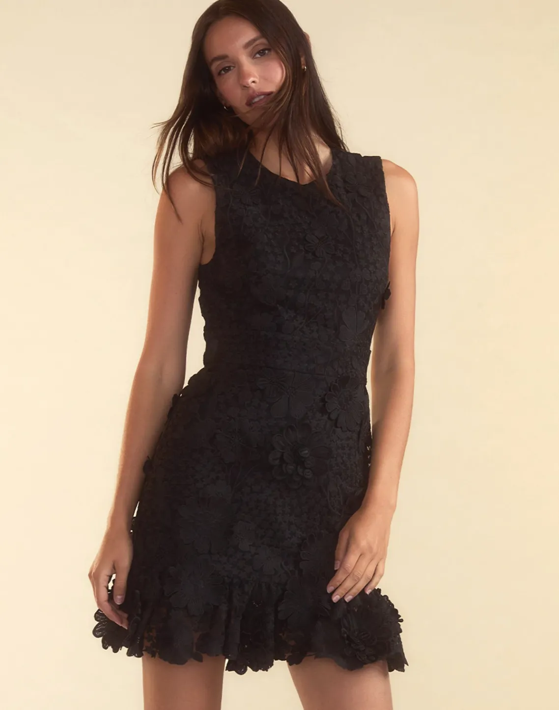 Cynthia Rowley Blooming Lace Cocktail Dress BLACK New