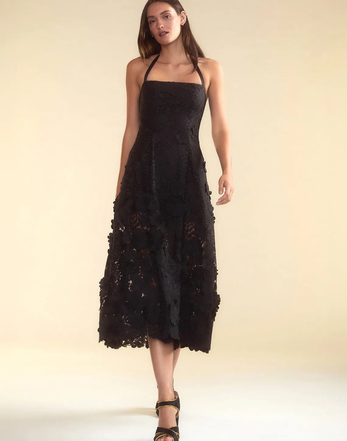 Cynthia Rowley Blooming Lace Halter Dress BLACK Clearance