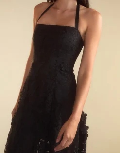 Cynthia Rowley Blooming Lace Halter Dress BLACK Clearance