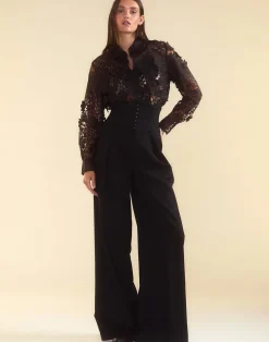 Cynthia Rowley Blooming Lace Shirt BLACK Clearance