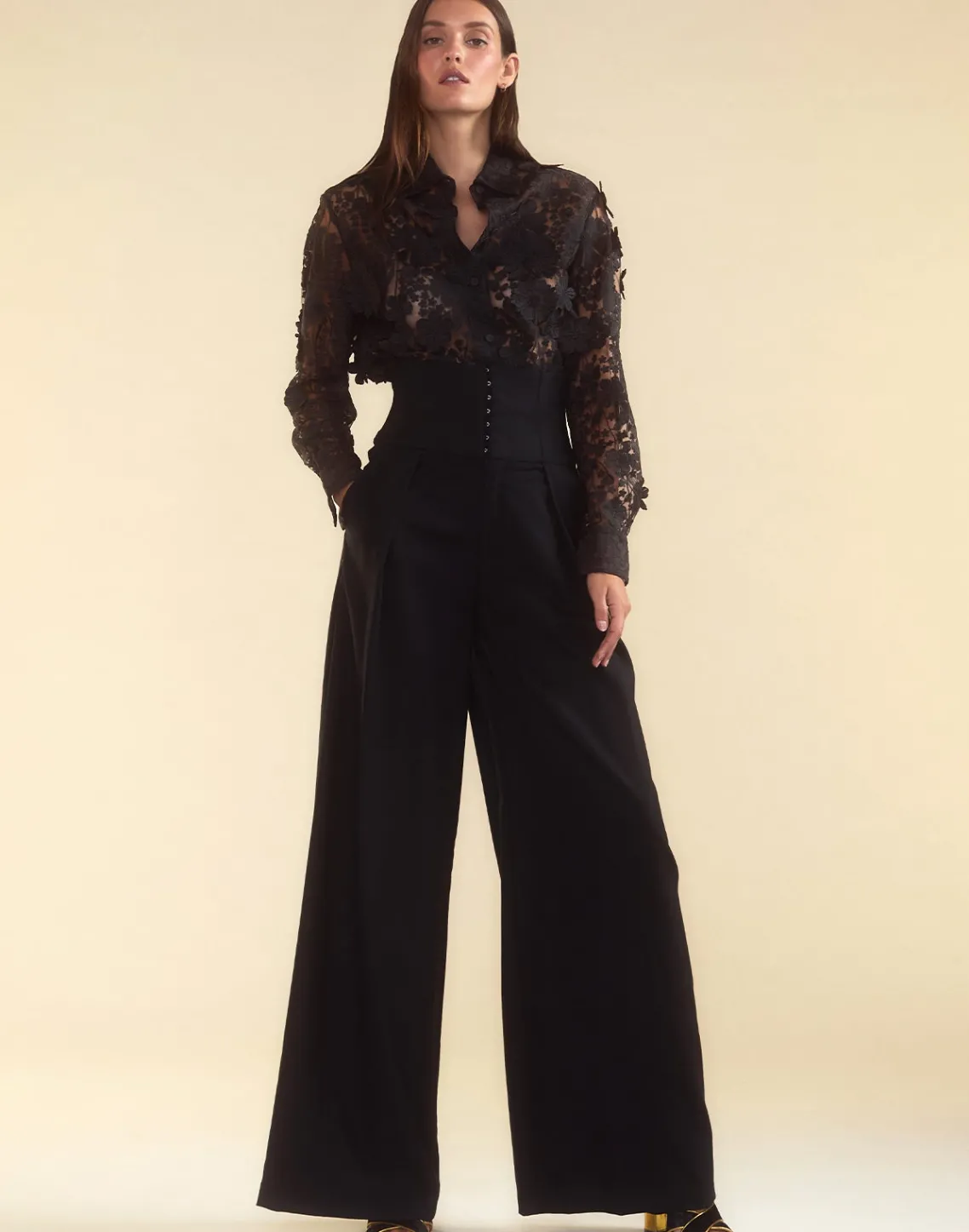 Cynthia Rowley Blooming Lace Shirt BLACK Clearance