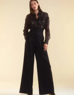 Cynthia Rowley Blooming Lace Shirt BLACK Clearance