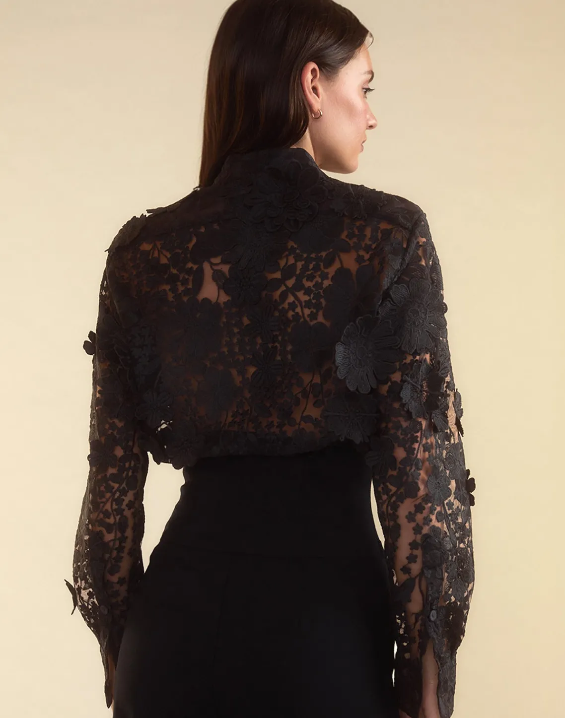 Cynthia Rowley Blooming Lace Shirt BLACK Clearance