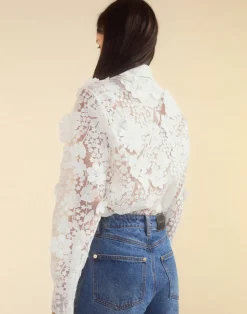 Cynthia Rowley Blooming Lace Shirt White New