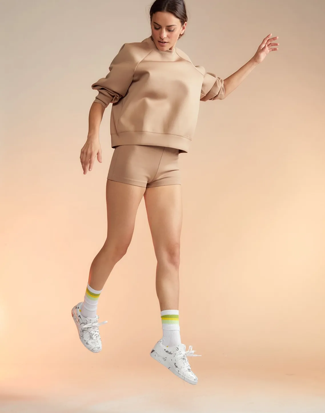 Cynthia Rowley Bonded Basics Shorts CAMEL Clearance