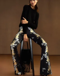 Cynthia Rowley Bonded Fit and Flare Pant BLKGD Fashion