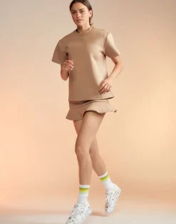 Cynthia Rowley Bonded Mini Skirt CAMEL Online