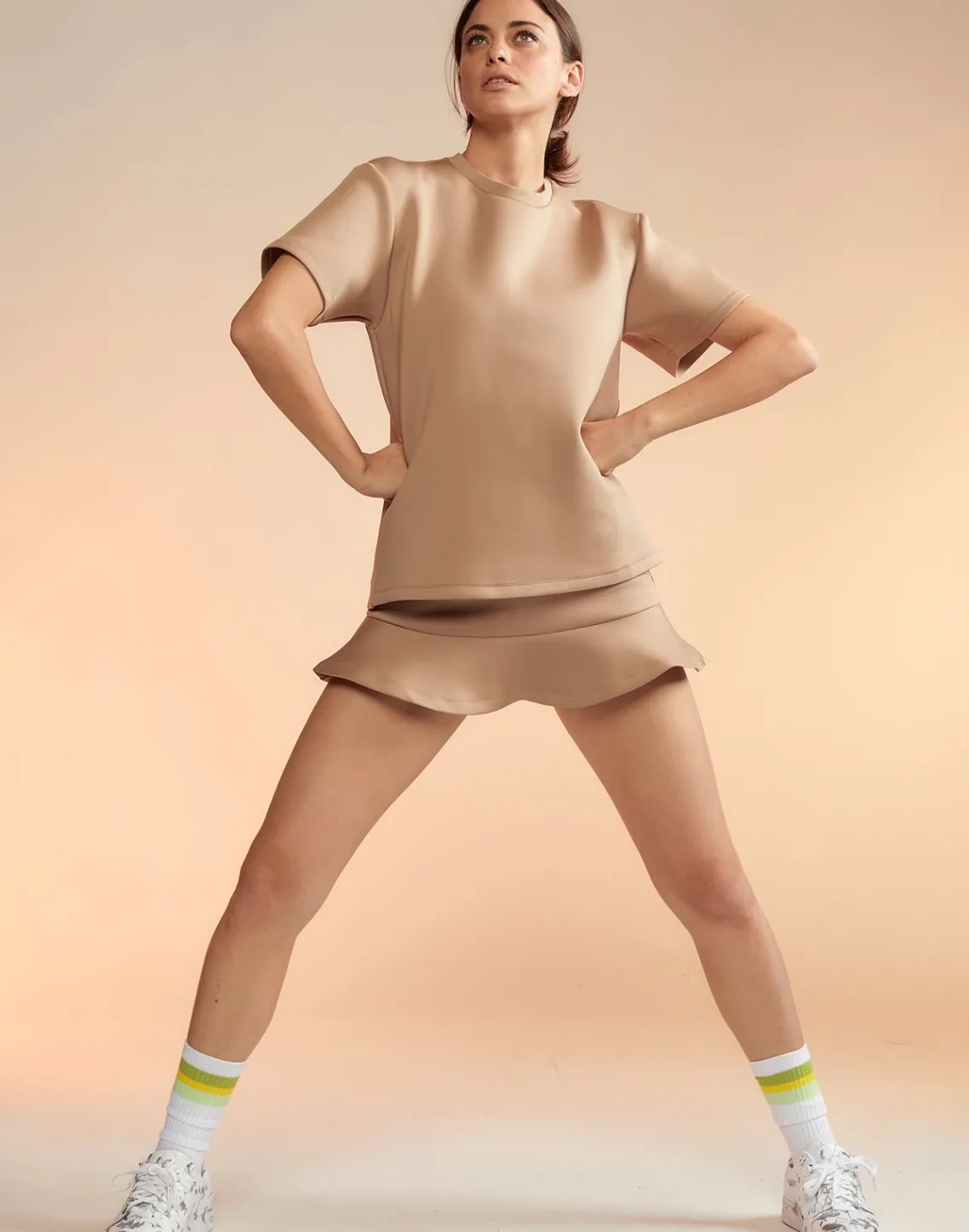 Cynthia Rowley Bonded Mini Skirt CAMEL Online