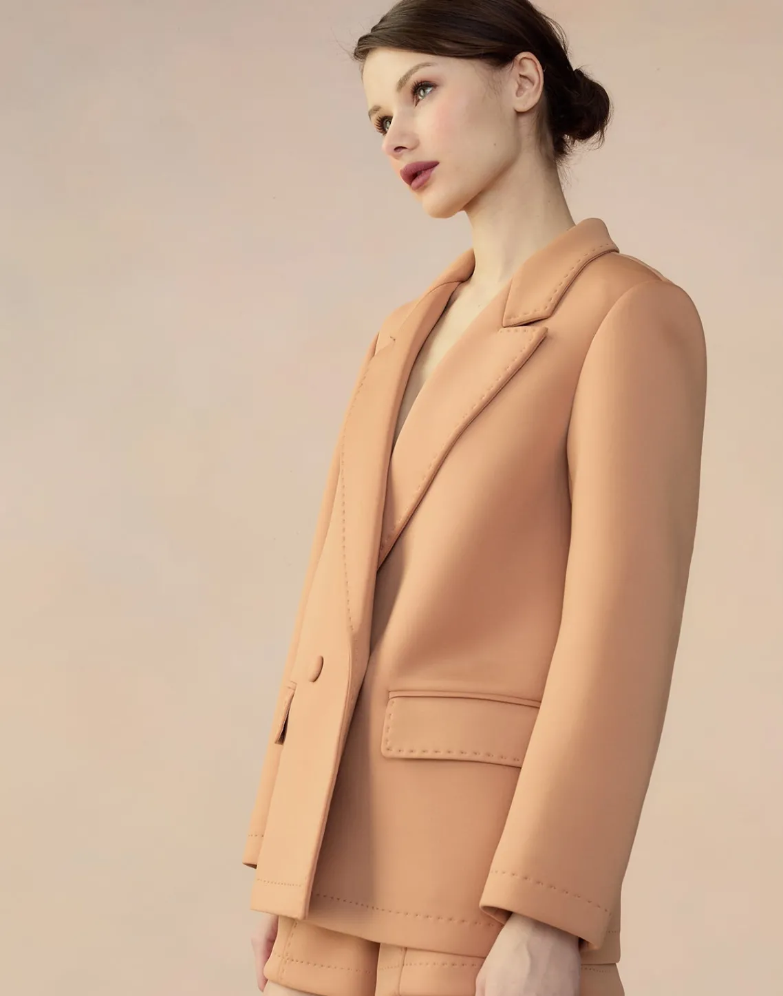 Cynthia Rowley Bonded Pick Stitch Jacket Tan Hot