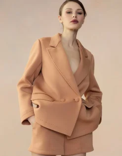 Cynthia Rowley Bonded Pick Stitch Jacket Tan Hot