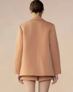 Cynthia Rowley Bonded Pick Stitch Jacket Tan Hot