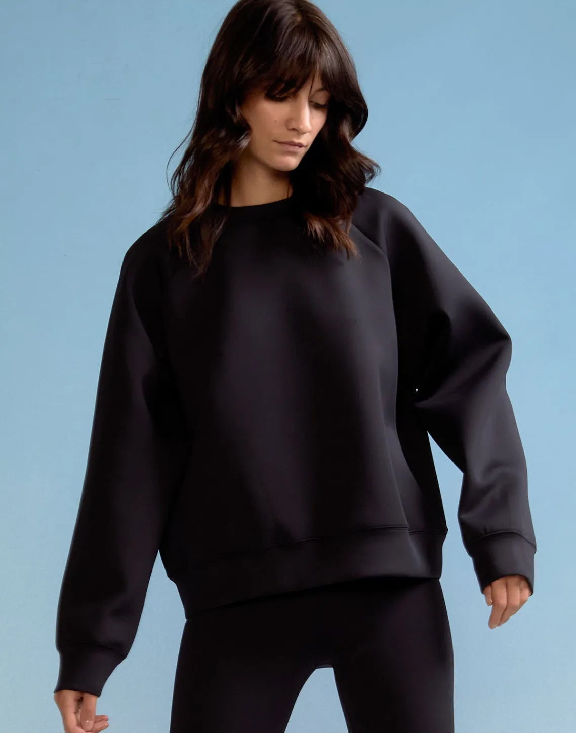 Cynthia Rowley Bonded Pullover Sweatshirt BLACK Hot